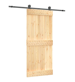 Porte coulissante et kit de quincaillerie 90x210 cm pin massif