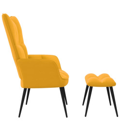 Chaise de relaxation avec repose-pied Jaune moutarde Velours