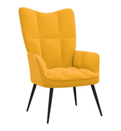 Chaise de relaxation avec repose-pied Jaune moutarde Velours