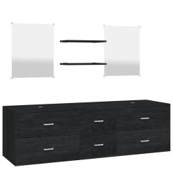 Ensemble de meubles salle de bain 5 pcs noir bois d'ingénierie