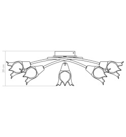 Plafonnier et abat-jour verre transparent 5 ampoules E14 Tulipe
