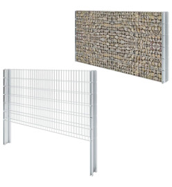 Poteau de clôture en gabion argenté 180 cm acier galvanisé