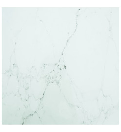 Dessus de table blanc 80x80 cm 6 mm verre trempé design marbre