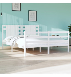 Cadre de lit Blanc Bois massif 140x190 cm